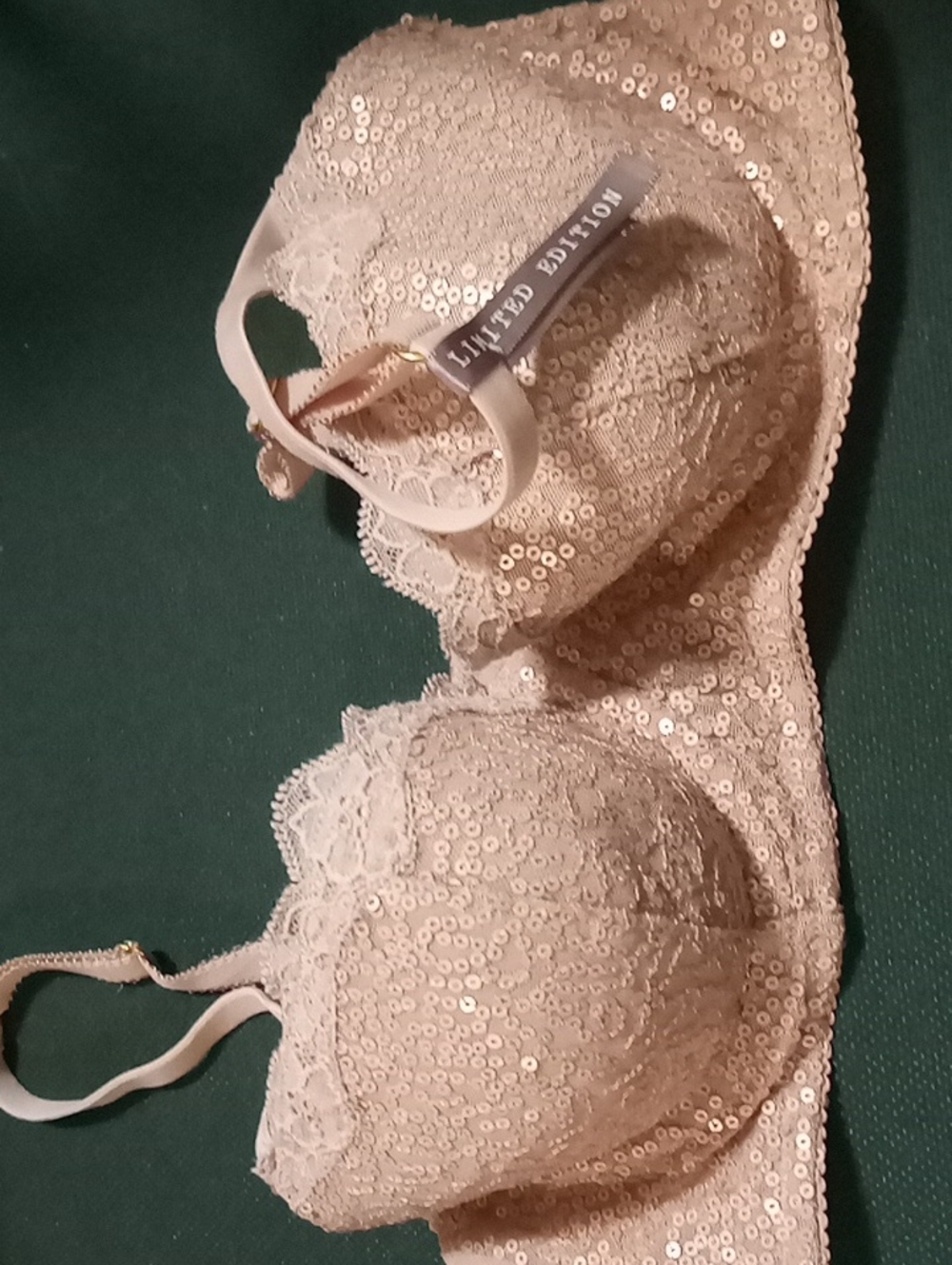 Women's Sequin Lace Bra By Juliet in Light Pink 36B